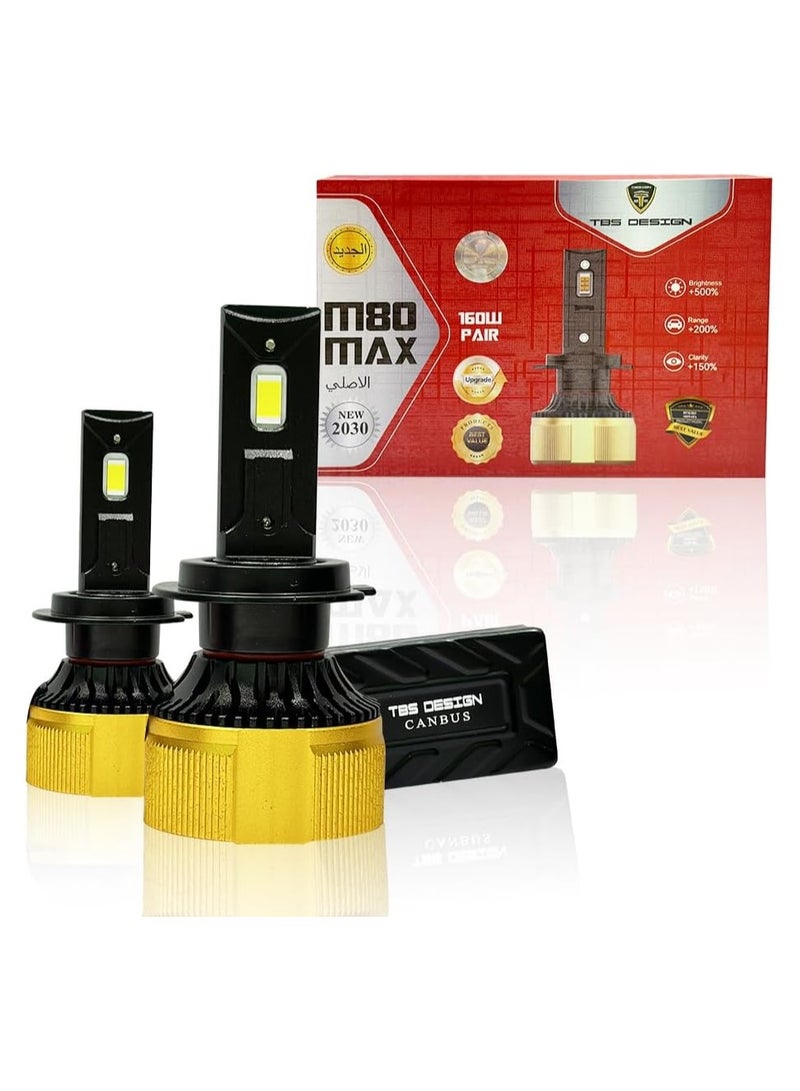 تي بي إٍس ديزاين مجموعة مصابيح أمامية LED أصلية تم اختبارها من TBS DESIGN M80 Max 9006 بقوة 160 واط/زوج، 16000 لومن، ألوان ساطعة بدرجة حرارة (6000 كلفن) - Image 1