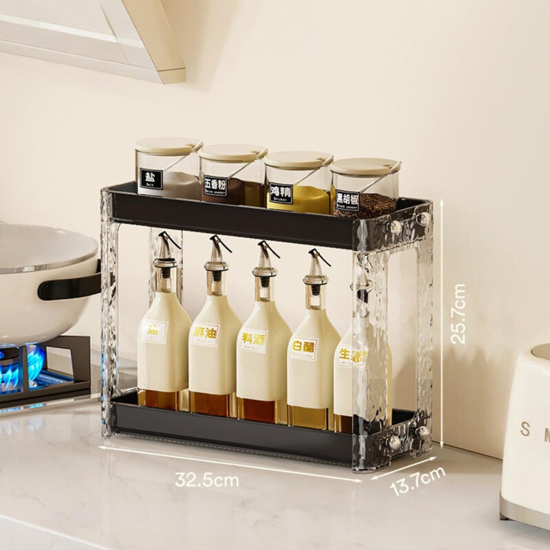 HOOPVOOL® 2-Tier Standing Rack, Plastic Bathroom Countertop Storage Rack, Spice Rack for Kitchen, Storage Rack, Cosmetic Shelf Rack (BLACK) - Image 2