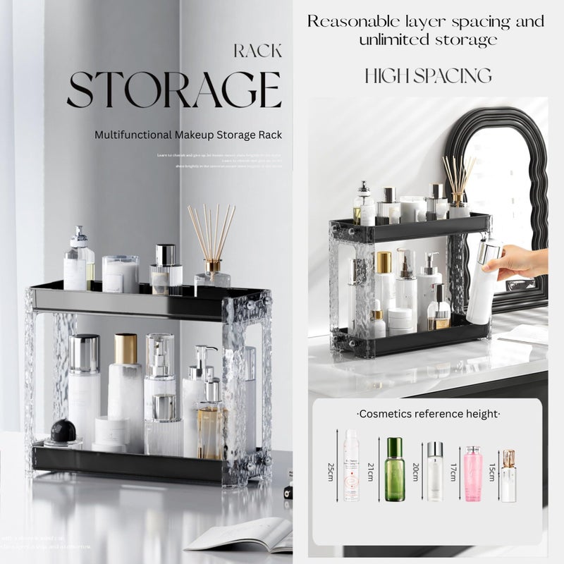 HOOPVOOL® 2-Tier Standing Rack, Plastic Bathroom Countertop Storage Rack, Spice Rack for Kitchen, Storage Rack, Cosmetic Shelf Rack (BLACK) - Image 4