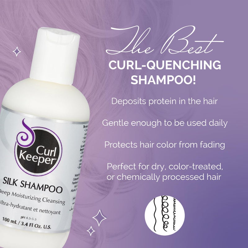 Curl Keeper Silk Shampoo for Curly Hair, 3.8 Fl Oz - Deep Moisturizing & Cleansing Daily Hair Shampoo with Silk Amino Acids for All Curl Types - Water Based & Sulfate Free Shampoo for Men & Women - Image 2