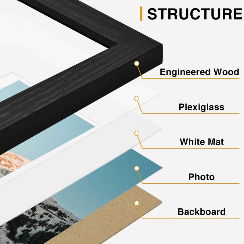 Vittanly 10 Pack Picture Frames Collage Wall Decor, Gallery Wall Frame Set for Wall or Tabletop Display, Engineered Wood and Shatter-resistant Plexiglass, Multi Sizes with 8x10, 5x7, 4x6 Frames, Black - Image 5
