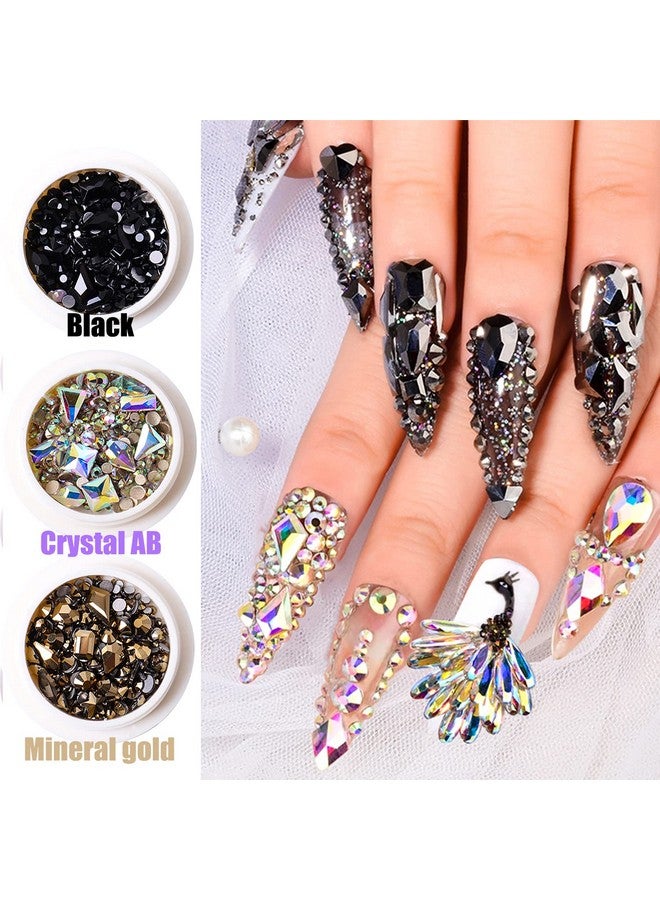 JERCLITY 6 Boxes Green Black Blue Gold Crystal AB Red Nail Rhinestones for Nails Flat Back Mix Color Multi Shaped Sized Nail Crystals Gems Stones Rhinestones for Nail DIY Crafts Clothes Shoes Jewelry - Image 3