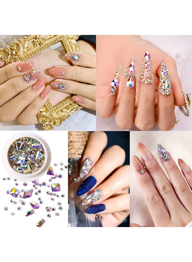 JERCLITY 6 Boxes Green Black Blue Gold Crystal AB Red Nail Rhinestones for Nails Flat Back Mix Color Multi Shaped Sized Nail Crystals Gems Stones Rhinestones for Nail DIY Crafts Clothes Shoes Jewelry - Image 4