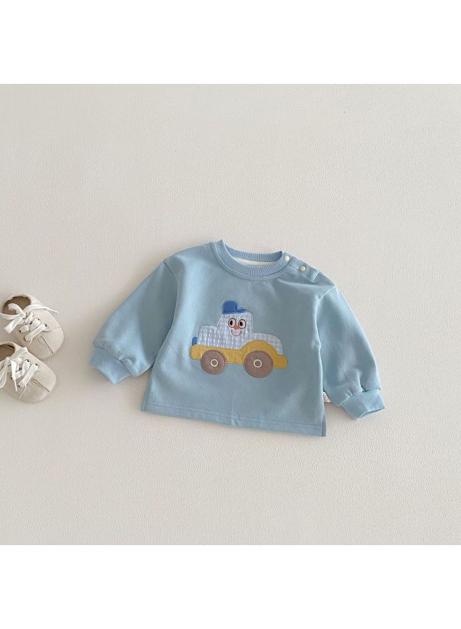 【non-returnable And Non-exchangeable】baby Patch Hoodie 2026 New Spring Boys Fashion Cartoon Car T-shirt Trendy