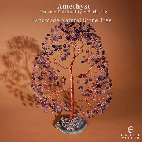 KARMAPLEDGE Crystal Tree of Life Birthday Gifts for Women Men Frineds Handmade Amethyst Chakra Tree for Home Room Office Decor Bring Money Positivity Reiki Healing Good Luck Gifts for Mom Dad - Image 3