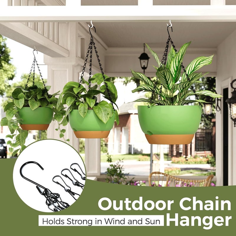 Bamworld 3-Pack Macrame Plant Hangers Indoor with Chain — Self-Watering Hanging Planters w/Drainage Holes & Removable Saucer, (11/9/8 in) — Ideal Plant Hanger for Hanging Plant displays(Green) - Image 4