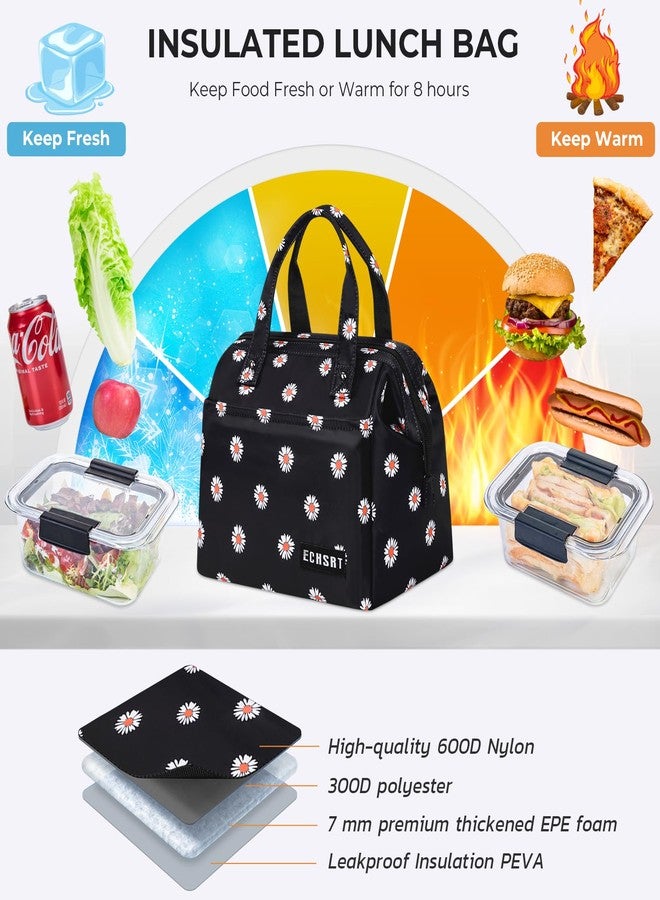 ECHSRT Large Insulated Lunch Bag for Women Men Leakproof Cooler Lunch Tote Bags for Work Travel Adult Thermal Lunchbox for Office -10L Daisy Print - Image 4
