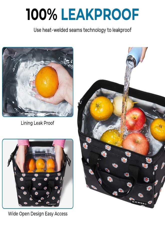 ECHSRT Large Insulated Lunch Bag for Women Men Leakproof Cooler Lunch Tote Bags for Work Travel Adult Thermal Lunchbox for Office -10L Daisy Print - Image 5