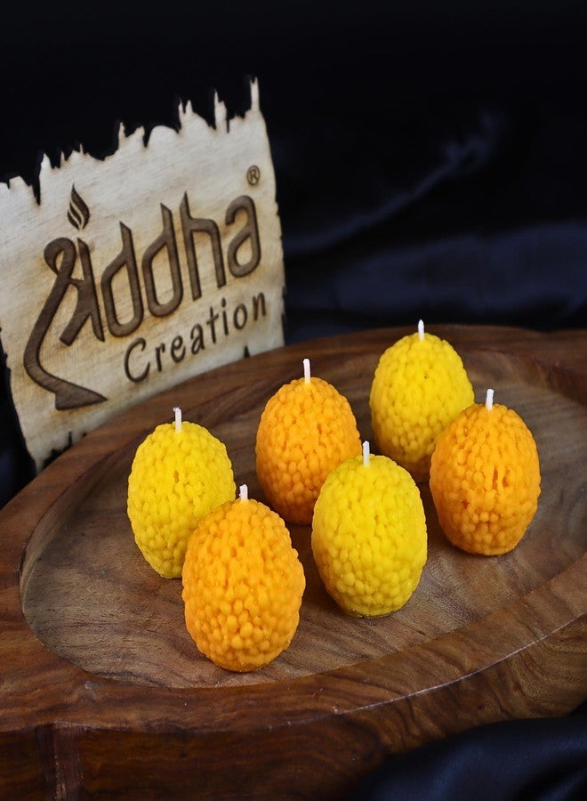 Shraddha Creation شموع معطرة من شرادها كرييشن موتيشور لادو، شموع شمعية مزخرفة على شكل لادو بدون دخان (عبوة من 6 قطع) - Image 5