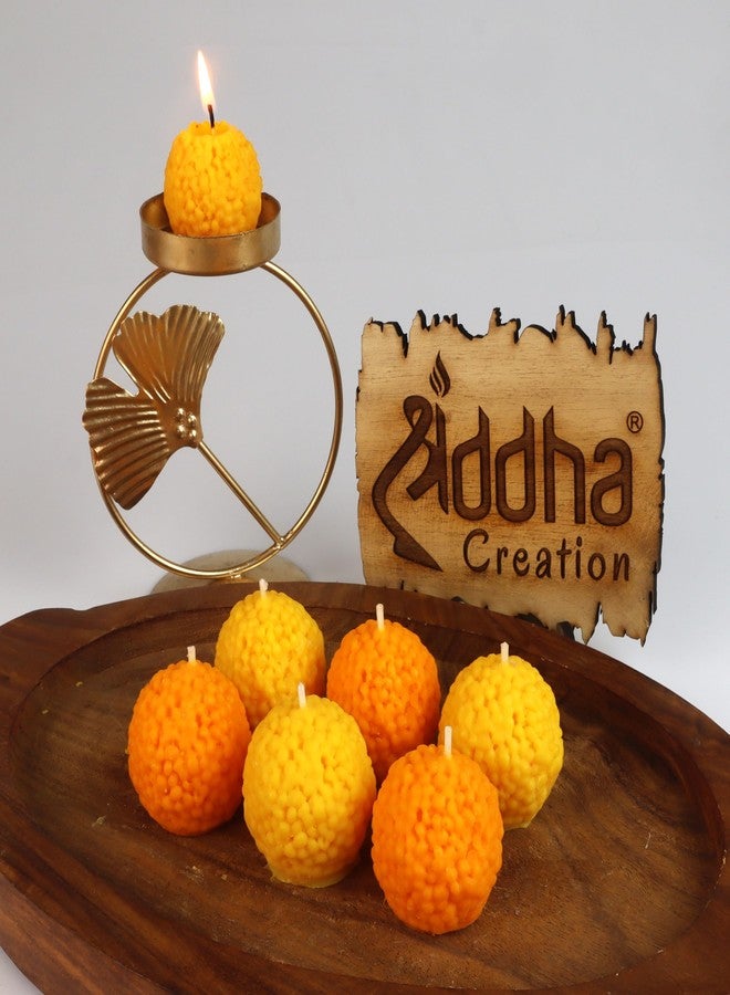 Shraddha Creation شموع معطرة من شرادها كرييشن موتيشور لادو، شموع شمعية مزخرفة على شكل لادو بدون دخان (عبوة من 6 قطع) - Image 3