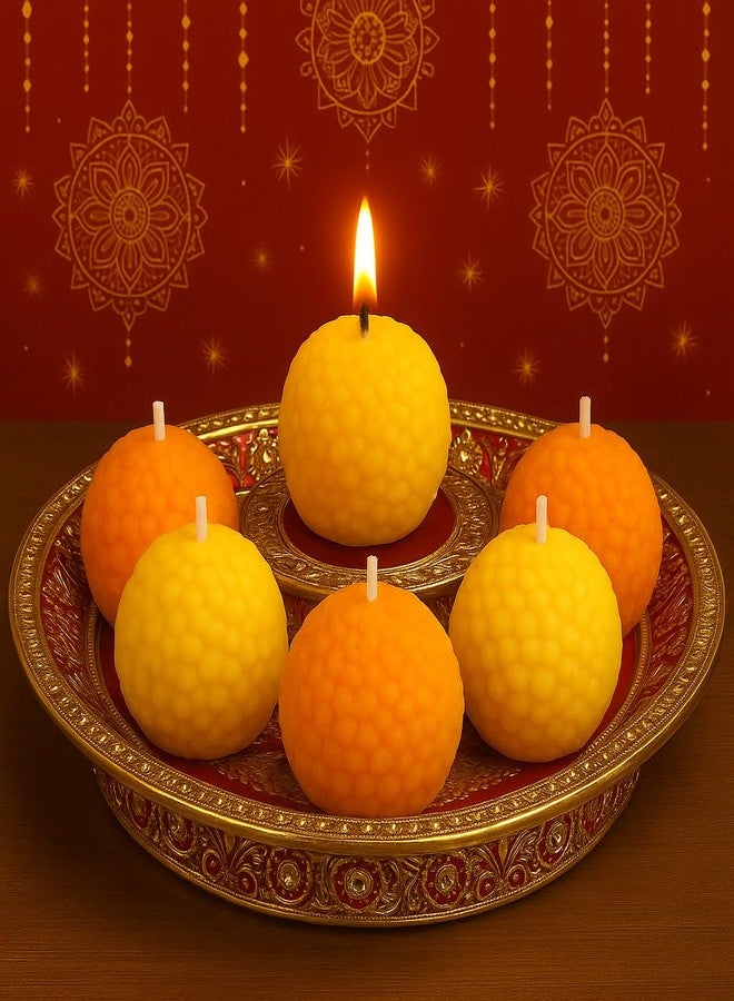 Shraddha Creation شموع معطرة من شرادها كرييشن موتيشور لادو، شموع شمعية مزخرفة على شكل لادو بدون دخان (عبوة من 6 قطع) - Image 2