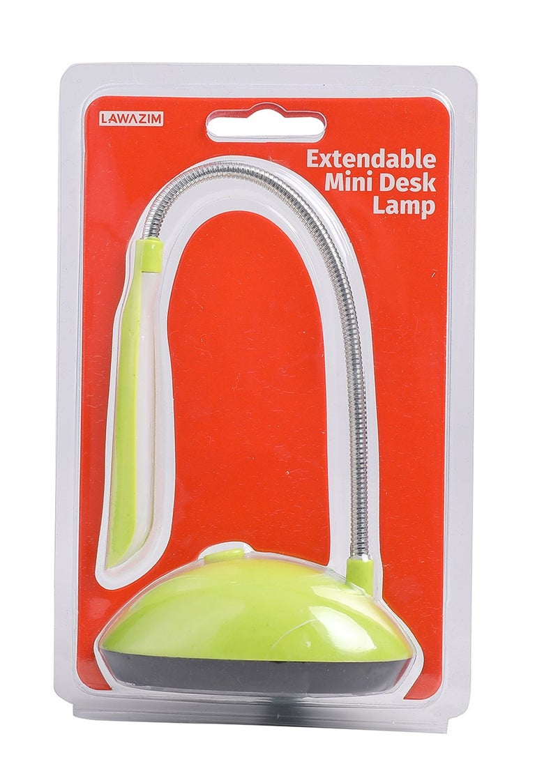 LAWAZIM - Extendable Mini Desk Lamp-Green- Portable Flexible Adjustable Arm Compact Battery Eye-caring LED Table Lamp for Reading Study Task Kids Children in Dorm Room Home Office Bedside on Nightstands - Image 1