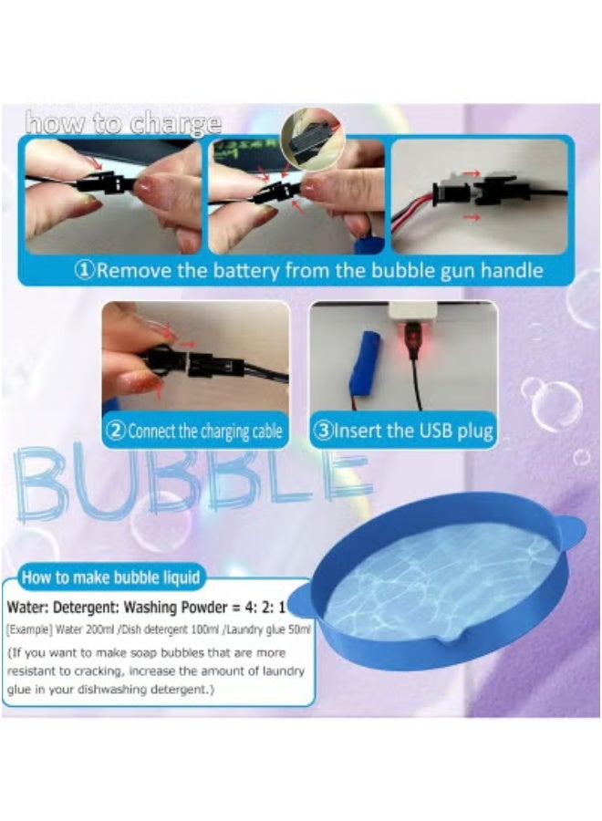 جاجيك 132 Holes Bazooka Bubble Gun with Colorful LED Lights – Upgraded Automatic Bubble Machine with Included Bubble Solution – Rocket Boom Bubble Maker for Kids and Adults – Ideal for Weddings, Birthday Parties, Outdoor & Indoor Fun – Purple - Image 3