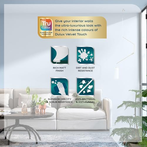 Dulux Platinum Glo Super Premium Interior Emulsion Paint For Walls With 6 Years Warranty| Rich Matte Finish | Dirt & Dust Resistant | Smooth Colors, White(4 Litre,White) - Image 3