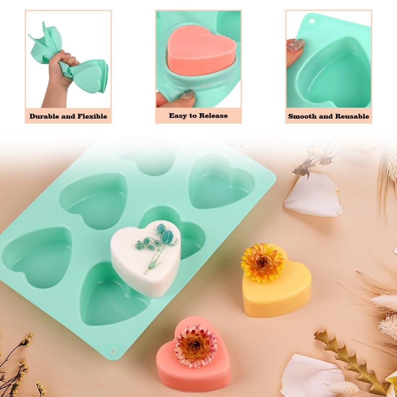 Actvty Heart Silicone Mold, 2 Packs Heart Shaped Molds for Making Handmade Soap, Bath Bombs, Candles, Cake, Chocolate Bomb and Jellyï¼ˆGreenï¼‰ - Image 5