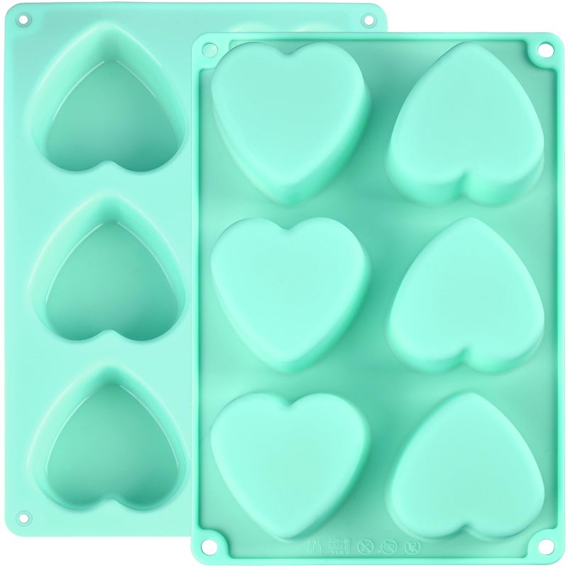 Actvty Heart Silicone Mold, 2 Packs Heart Shaped Molds for Making Handmade Soap, Bath Bombs, Candles, Cake, Chocolate Bomb and Jellyï¼ˆGreenï¼‰ - Image 1
