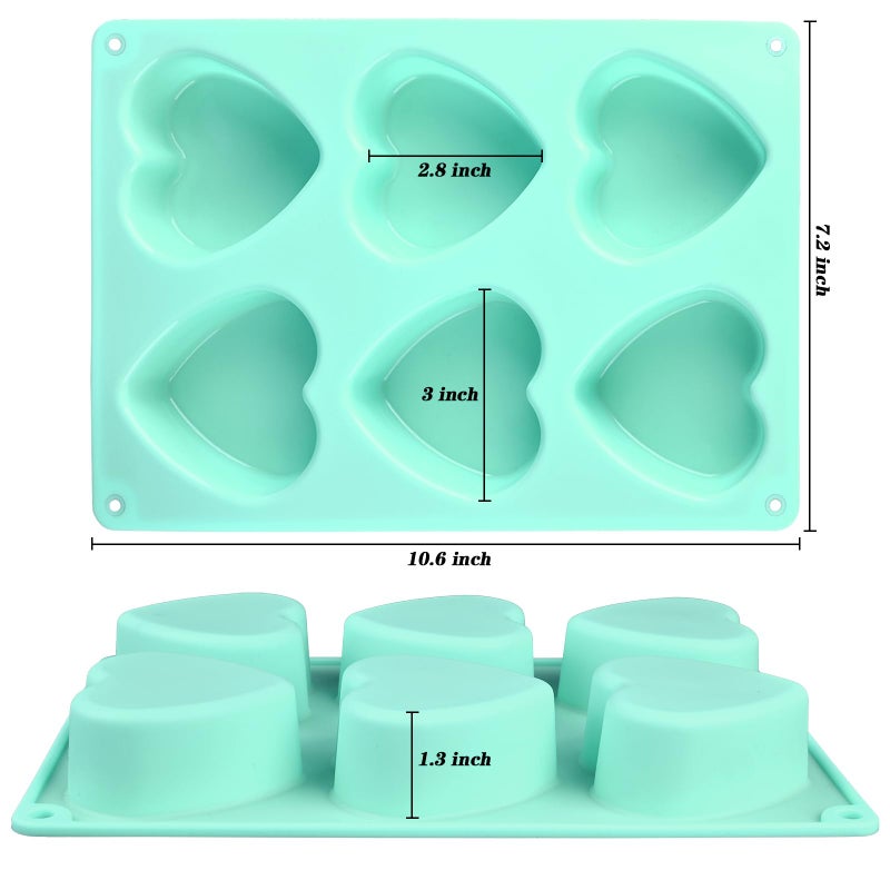 Actvty Heart Silicone Mold, 2 Packs Heart Shaped Molds for Making Handmade Soap, Bath Bombs, Candles, Cake, Chocolate Bomb and Jellyï¼ˆGreenï¼‰ - Image 4