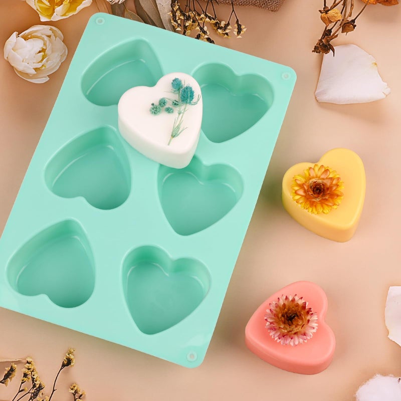 Actvty Heart Silicone Mold, 2 Packs Heart Shaped Molds for Making Handmade Soap, Bath Bombs, Candles, Cake, Chocolate Bomb and Jellyï¼ˆGreenï¼‰ - Image 2