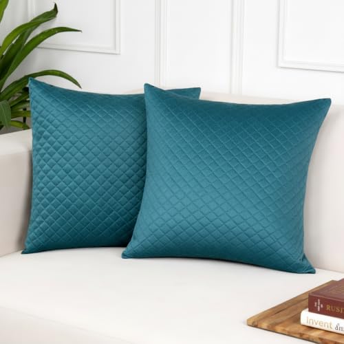 STITCHNEST Quilted Velvet Cushion Covers Set of 2 | Soft Luxury | 12x12 Inches | Premium Sofa & Living Room Décor - Image 1