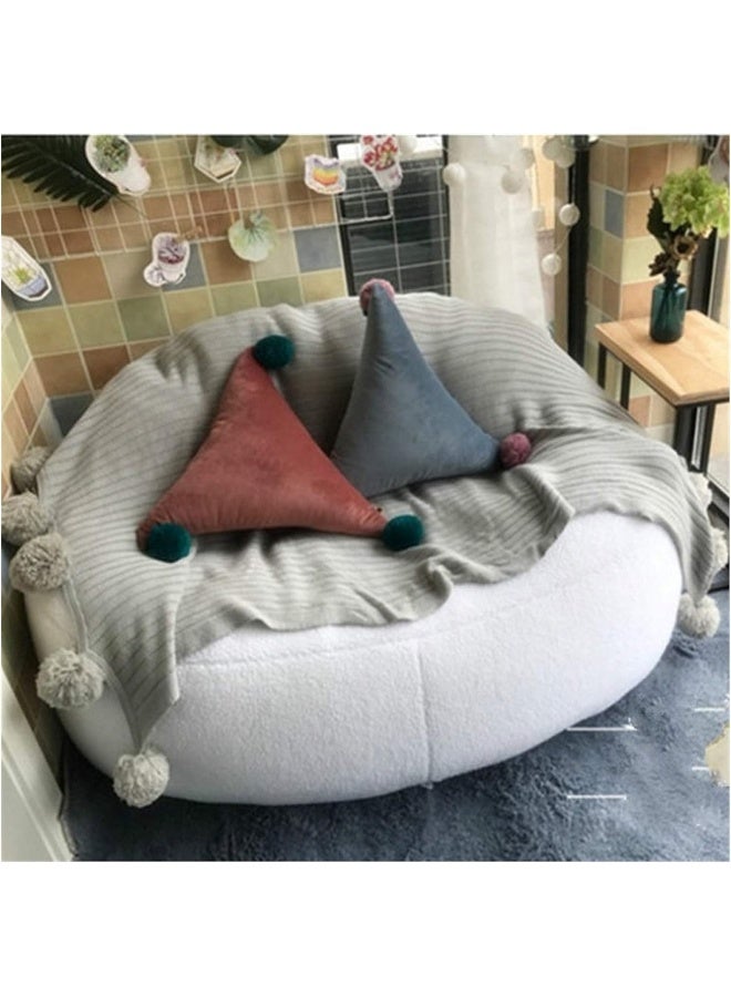 Zayn comforts غطاء كرسي حبوب دائري فاخر من الفرو الصناعي فائق النعومة، مريح وكبير للبالغين (93x92 سم) (بيج أبيض) - Image 3