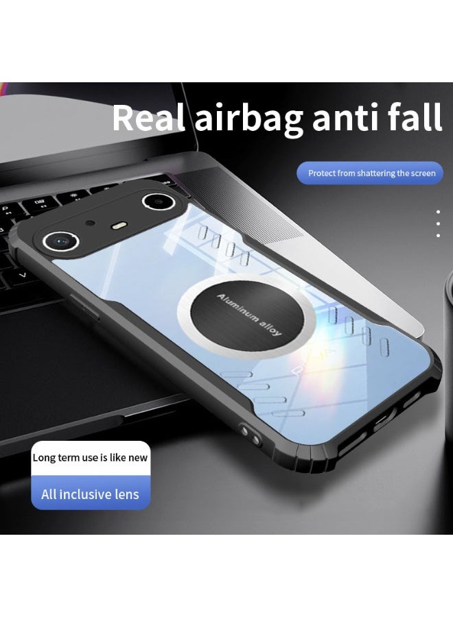 general Case Compatible with Tecno Pova Slim 5G, Hole Heat Dissipation Case Hybrid Transparent TPU Bumper Aluminum Alloy Cooling Cover - Image 3