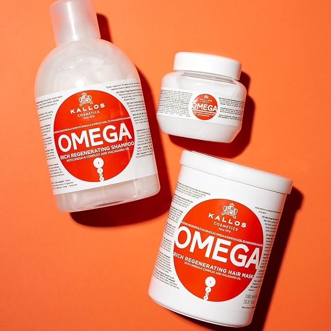 Kallos KJMN Omega Rich Repair Hair Mask for lifeless and damaged hair with omega6 complex and macadamia oil 1000 ml 3381 Fl Oz - Image 3