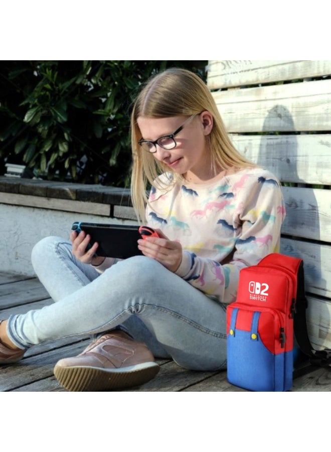 ماريو حقيبة السفر حقيبة كروسبودي متوافقة مع نينتندو سويتش 2 ، حمل حقيبة محمولة حمل حقيبة الظهر لدور اللعبة ، ملحقات الألعاب وحدة التحكم وشاحن الرصيف - Image 5
