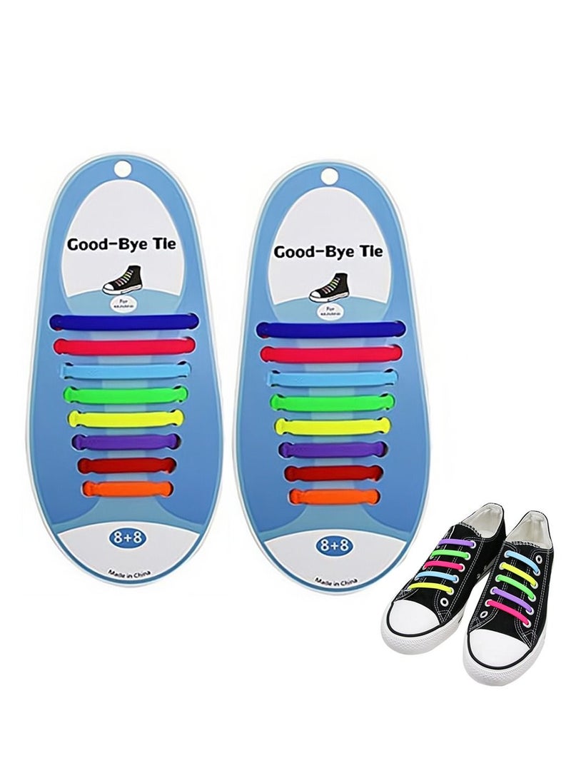 سيوسي أربطة أحذية مطاطية خالية من الربط الكسول 16 قطعة مطاطا ومقاومة للماء بدون أربطة أحذية للأحذية الرياضية أربطة خاصة من المطاط غير المربوط للأطفال والكبار أحذية رياضية أحذية الجري أحذية متنقلة وأحذية عاد - Image 1