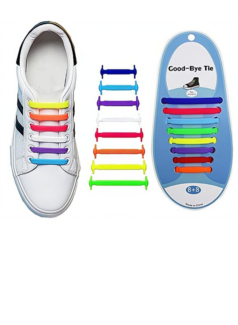 سيوسي أربطة أحذية مطاطية خالية من الربط الكسول 16 قطعة مطاطا ومقاومة للماء بدون أربطة أحذية للأحذية الرياضية أربطة خاصة من المطاط غير المربوط للأطفال والكبار أحذية رياضية أحذية الجري أحذية متنقلة وأحذية عاد - Image 2