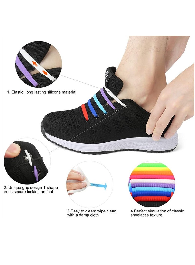 سيوسي أربطة أحذية مطاطية خالية من الربط الكسول 16 قطعة مطاطا ومقاومة للماء بدون أربطة أحذية للأحذية الرياضية أربطة خاصة من المطاط غير المربوط للأطفال والكبار أحذية رياضية أحذية الجري أحذية متنقلة وأحذية عاد - Image 4