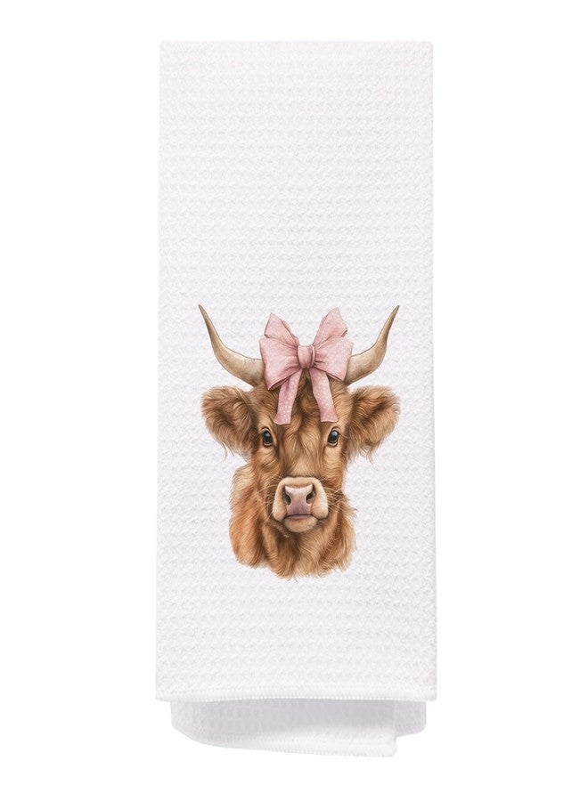 SPBL&L Coquette Western Cow Kitchen Towels, Pink Bow Decorative Hand Towels, Coquette Bathroom Decor, 16x24 Inch - Image 1