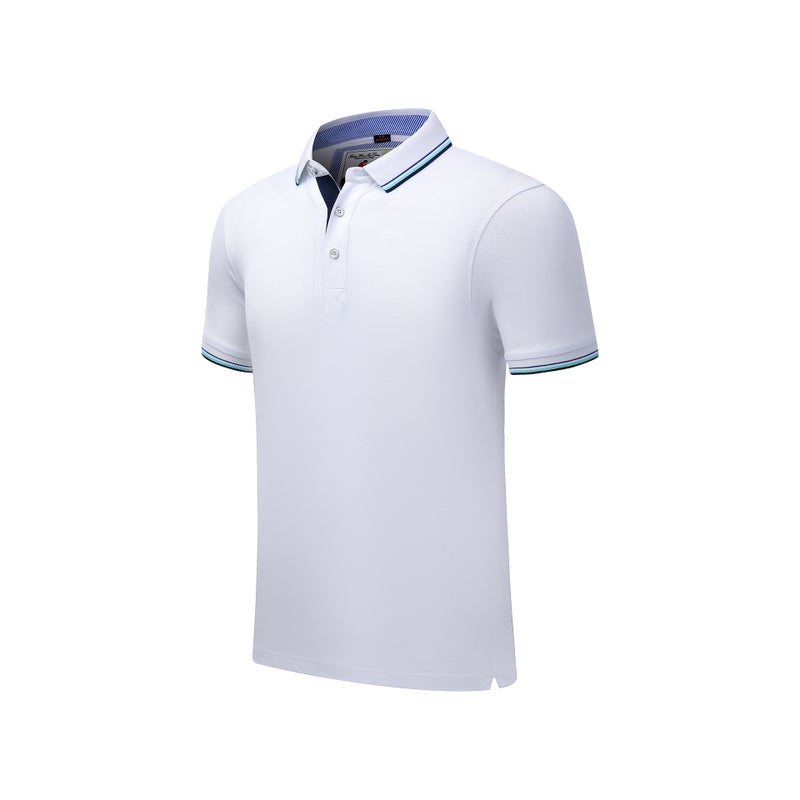 Summer color lapel activity cultural shirt embroidery T-shirt printing logo corporate advertising shirt work clothes custom work clothes White 