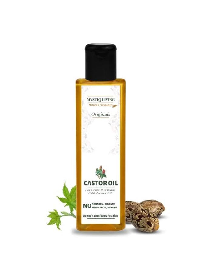 MYSTIQ LIVING - Originals Castor Oil 220Ml | Cold Pressed 100% Pure Natural | Hair Growth Skin Care Moisturising Dry Skin Nails Eyelashes Virgin Grade - Image 1