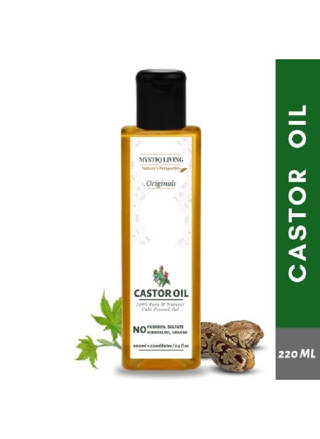 MYSTIQ LIVING - Originals Castor Oil 220Ml | Cold Pressed 100% Pure Natural | Hair Growth Skin Care Moisturising Dry Skin Nails Eyelashes Virgin Grade - Image 1