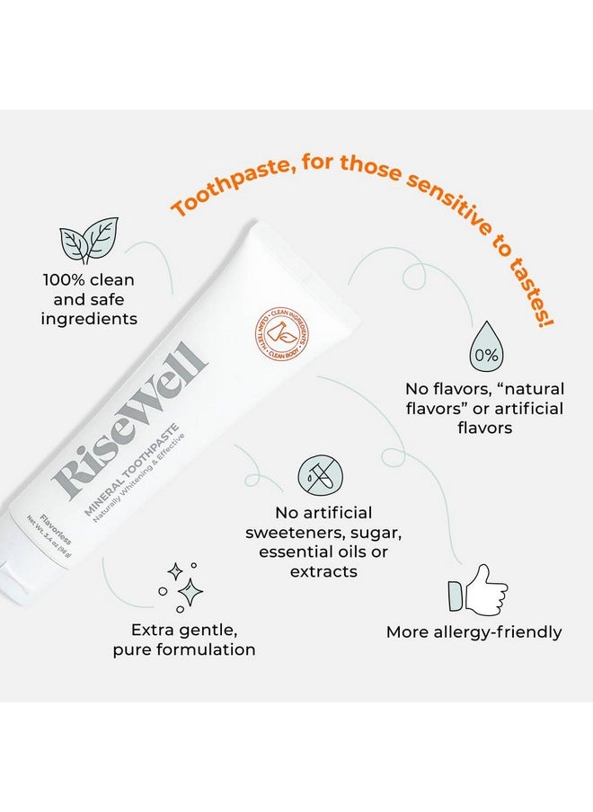 RiseWell - RiseWell Mineral Toothpaste - Hydroxyapatite Flavorless Toothpaste - Unflavored Toothpaste - Made in USA, Naturally Whitens, No Added Fluoride, SLS Free Toothpaste - Made by Dentist Toothpaste, 3.4 Oz - Image 1