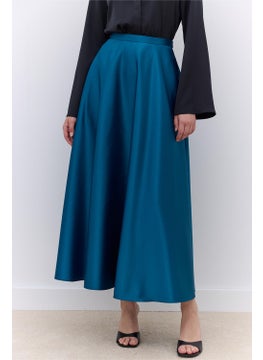 Manuka Satin Flared Evening Skirt Green  - Image 3
