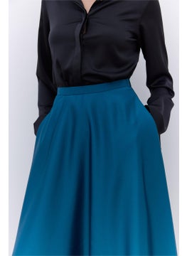 Manuka Satin Flared Evening Skirt Green  - Image 4