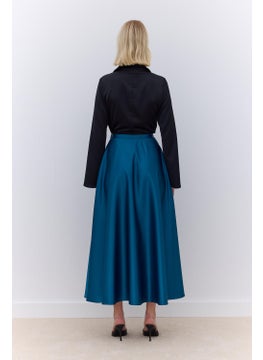 Manuka Satin Flared Evening Skirt Green  - Image 5
