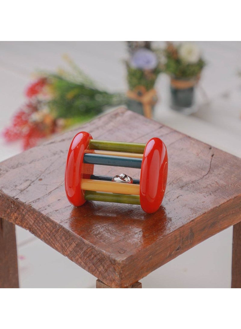Ariro Eco-Friendly Wooden Rattle, Small Tumbler Shape, Red - Enhances Auditory Sense, Teething & Motor Skills, 0M+ - Image 1