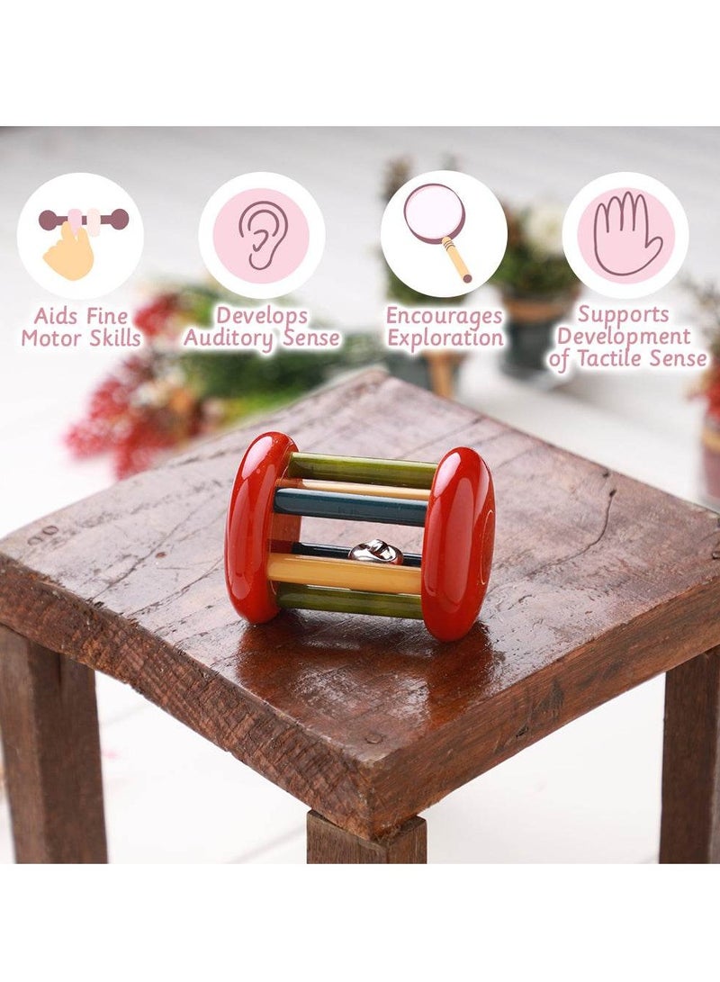 Ariro Eco-Friendly Wooden Rattle, Small Tumbler Shape, Red - Enhances Auditory Sense, Teething & Motor Skills, 0M+ - Image 2