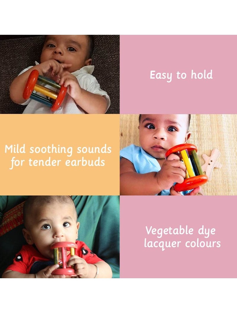 Ariro Eco-Friendly Wooden Rattle, Small Tumbler Shape, Red - Enhances Auditory Sense, Teething & Motor Skills, 0M+ - Image 5