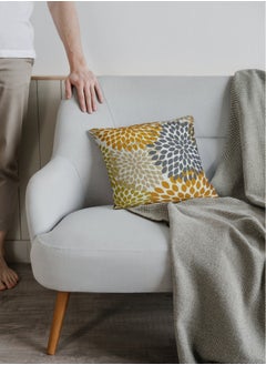 AL-HRAER Luxury Cotton Sofa Cushion Cover with A Durable Fabric With A Soft And Comfortable Texture With Floral Leaf Designs And Decent Colors On All Decors 45X45 cm  - Image 3