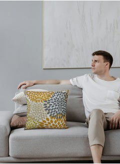 AL-HRAER Luxury Cotton Sofa Cushion Cover with A Durable Fabric With A Soft And Comfortable Texture With Floral Leaf Designs And Decent Colors On All Decors 45X45 cm  - Image 4