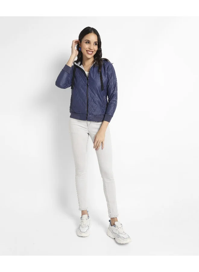 Pinacolada  Women's Electric Blue Quilted Puffer Jacket With Zip Closure for Women | Best Price UAE