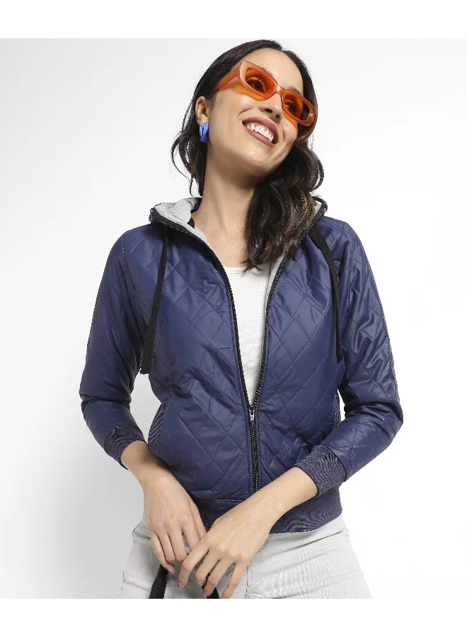 Pinacolada  Women's Electric Blue Quilted Puffer Jacket With Zip Closure for Women | Best Price UAE