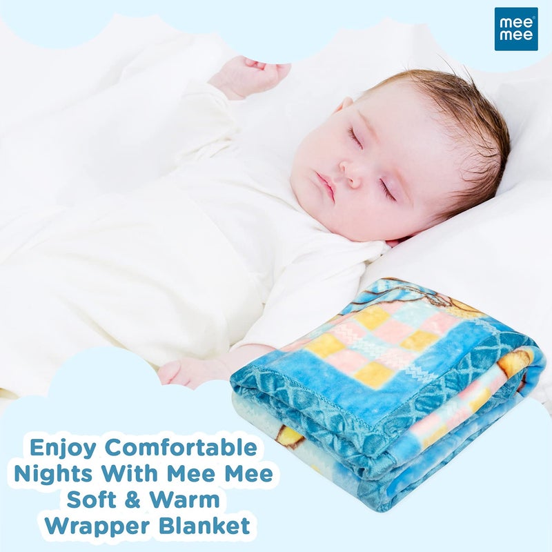 mee mee Mee Mee Ultra Soft Plush, Lightweight & Super Comfortable Baby Blankets, Swaddle for Infant, Newborns & Toddler, 0 to 2 Years (Dark Blue) 75X100 CM  - Image 4