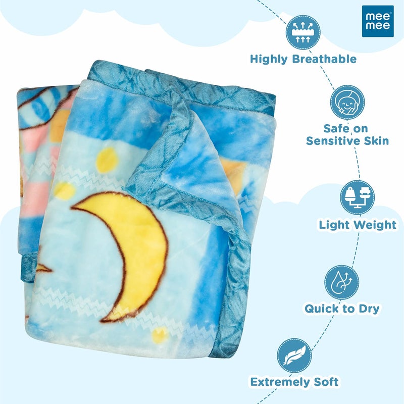 mee mee Mee Mee Ultra Soft Plush, Lightweight & Super Comfortable Baby Blankets, Swaddle for Infant, Newborns & Toddler, 0 to 2 Years (Dark Blue) 75X100 CM  - Image 2