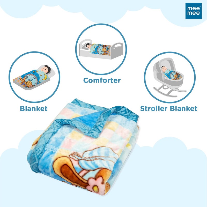 mee mee Mee Mee Ultra Soft Plush, Lightweight & Super Comfortable Baby Blankets, Swaddle for Infant, Newborns & Toddler, 0 to 2 Years (Dark Blue) 75X100 CM  - Image 3