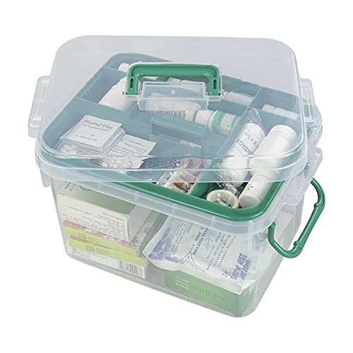 Qskely 1-Pack Clear Storage Box Container, Family First Aid Box Medicine Box Organizer - Image 1