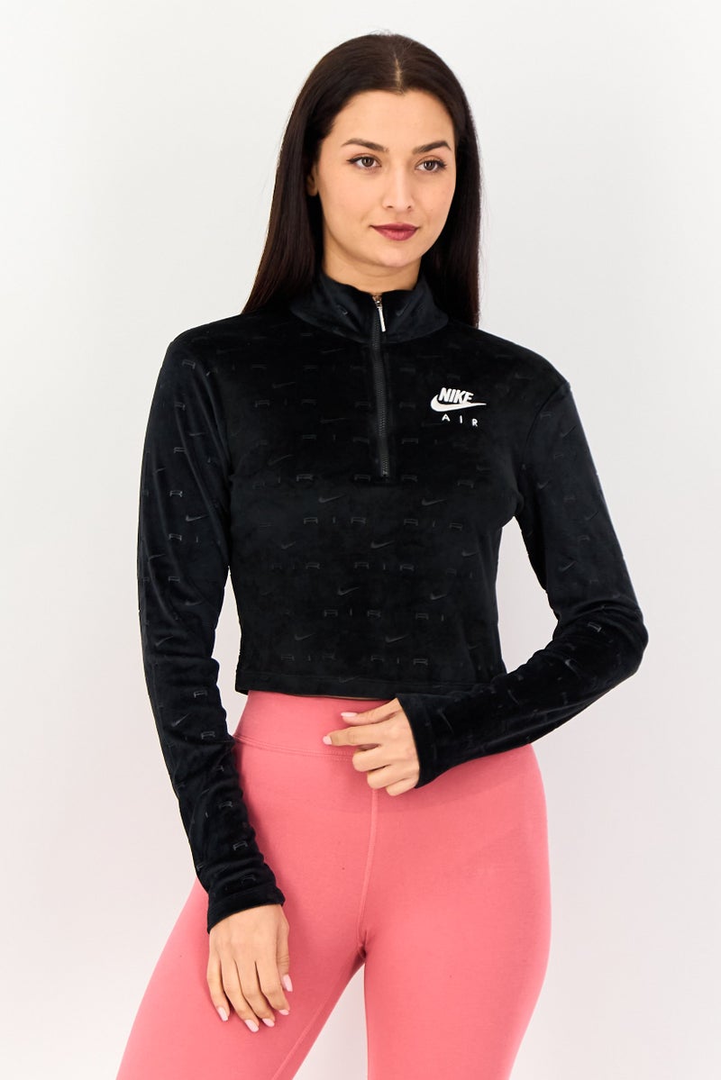 Nike Women Sportswear Fit Quarter Zip Long Sleeve Outdoor Top, Black - Image 1